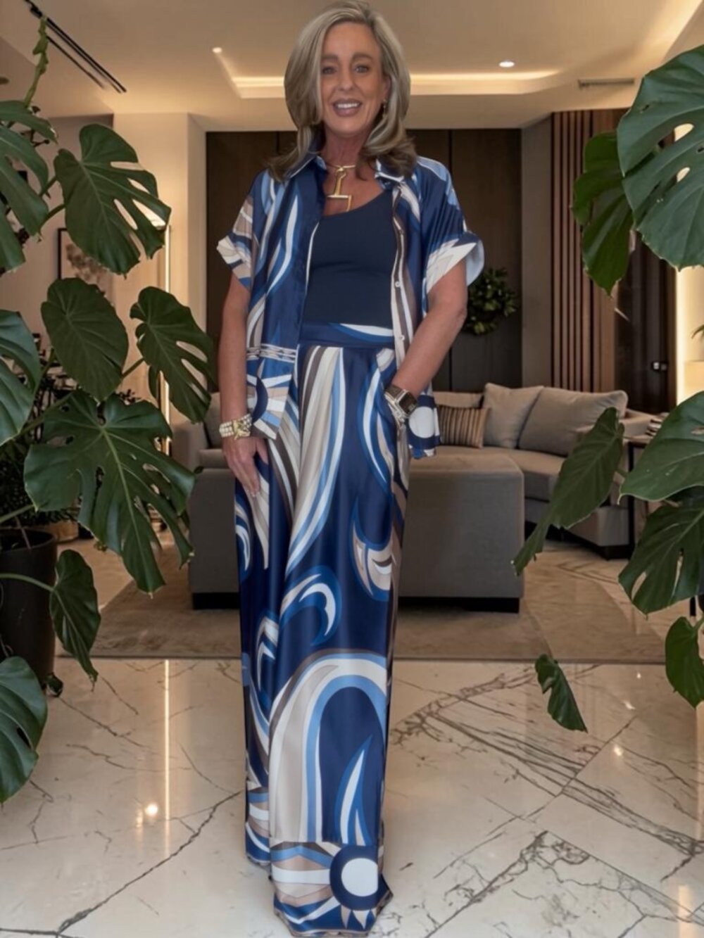 Molly Bracken Navy Athena Print Pants